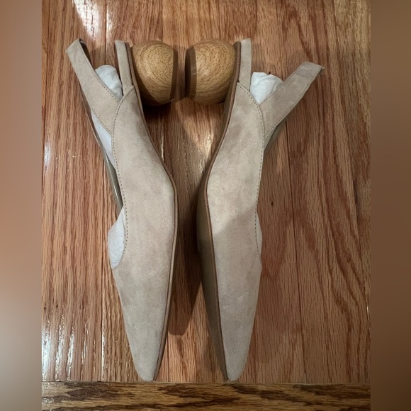 NIB Matiko Circa Peach Pointed Toe Slingback Wood Sphere Heel Shoes US 9.5 EU 40 - Picture 7 of 9